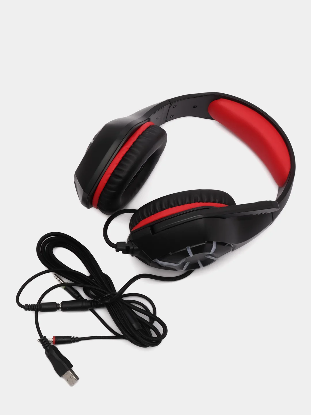 Игровая полноразмерная гарнитура RGB, проводные наушники, USB, 2 х 3.5, переходник