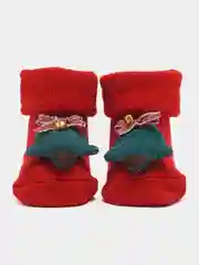 Вишнёвый носки детские новогодние, пинетки махровые нескользящие