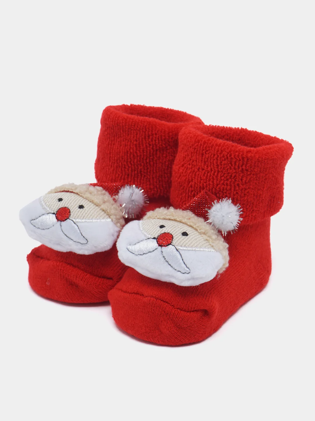 Коралловый носки детские новогодние, пинетки махровые нескользящие
