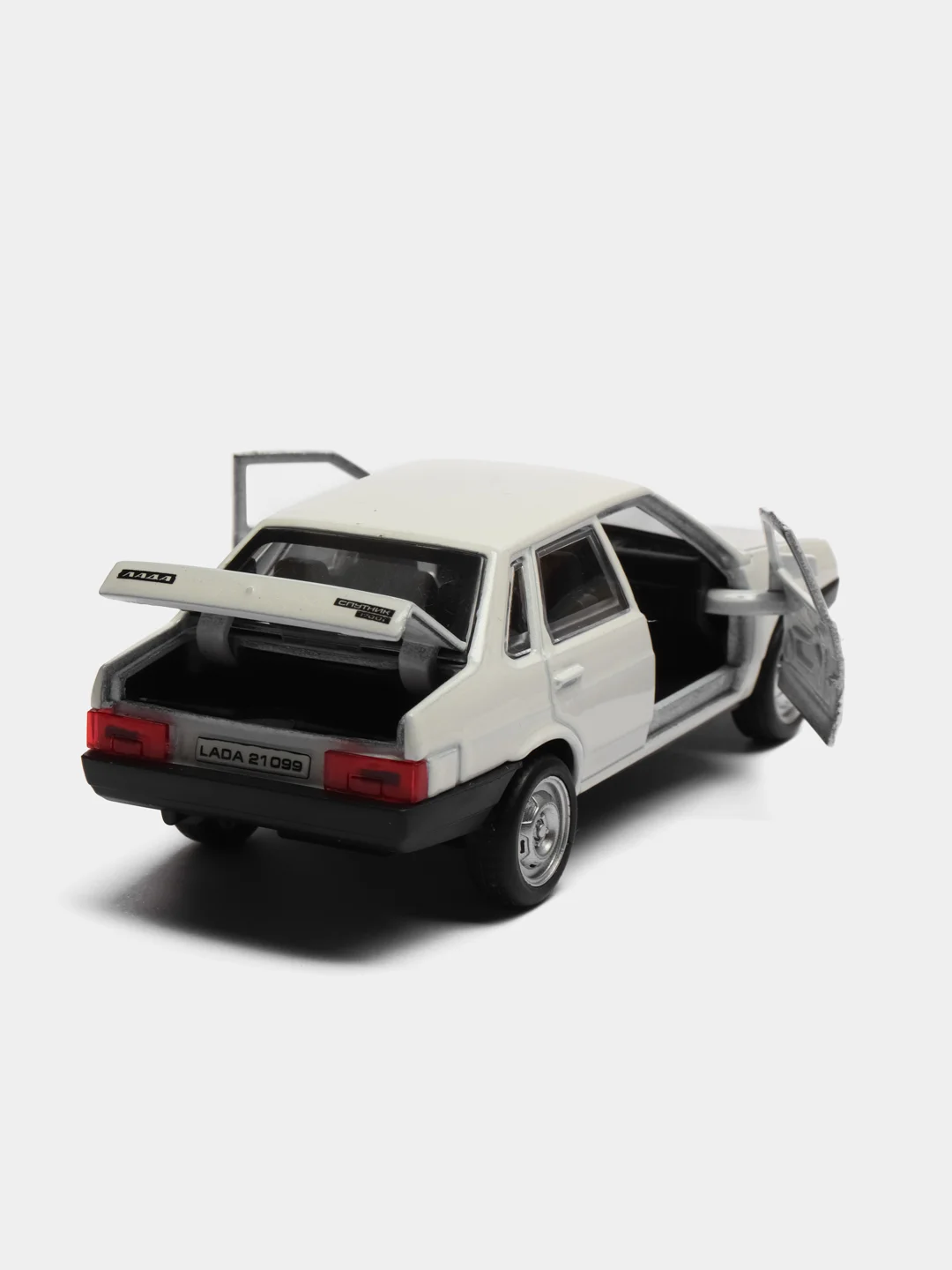 Белый машина LADA-21099, 12 см, Технопарк, металлическая, открываются передние двери и багажник