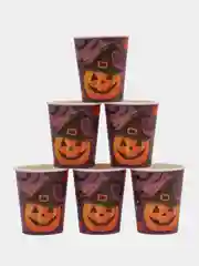 Кораллово-розовый стакан бумажный на хэллоуин Halloween party, 250 мл, 6 шт