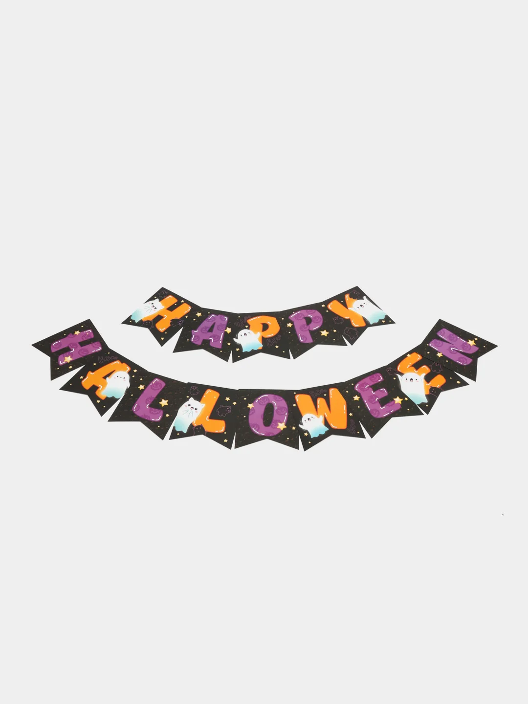 Черный гирлянда на ленте  на Хэллоуин "Happy Halloween"
