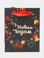 Пакет подарочный новогодний, для подарка Золотая Сказка "New Year" фольга, 608228