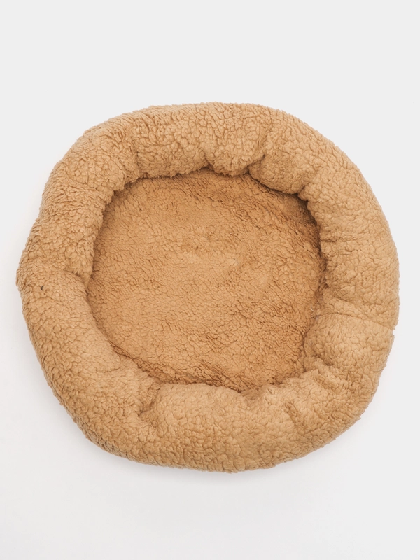 Лежанка для собак и кошек, мягкий мех, 50 х 42 х 11 см, коричневая