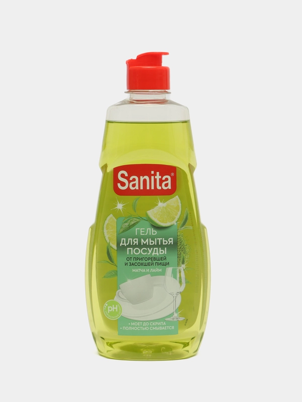 Гель для мытья посуды SANITA "Матча и лайм", 450 г
