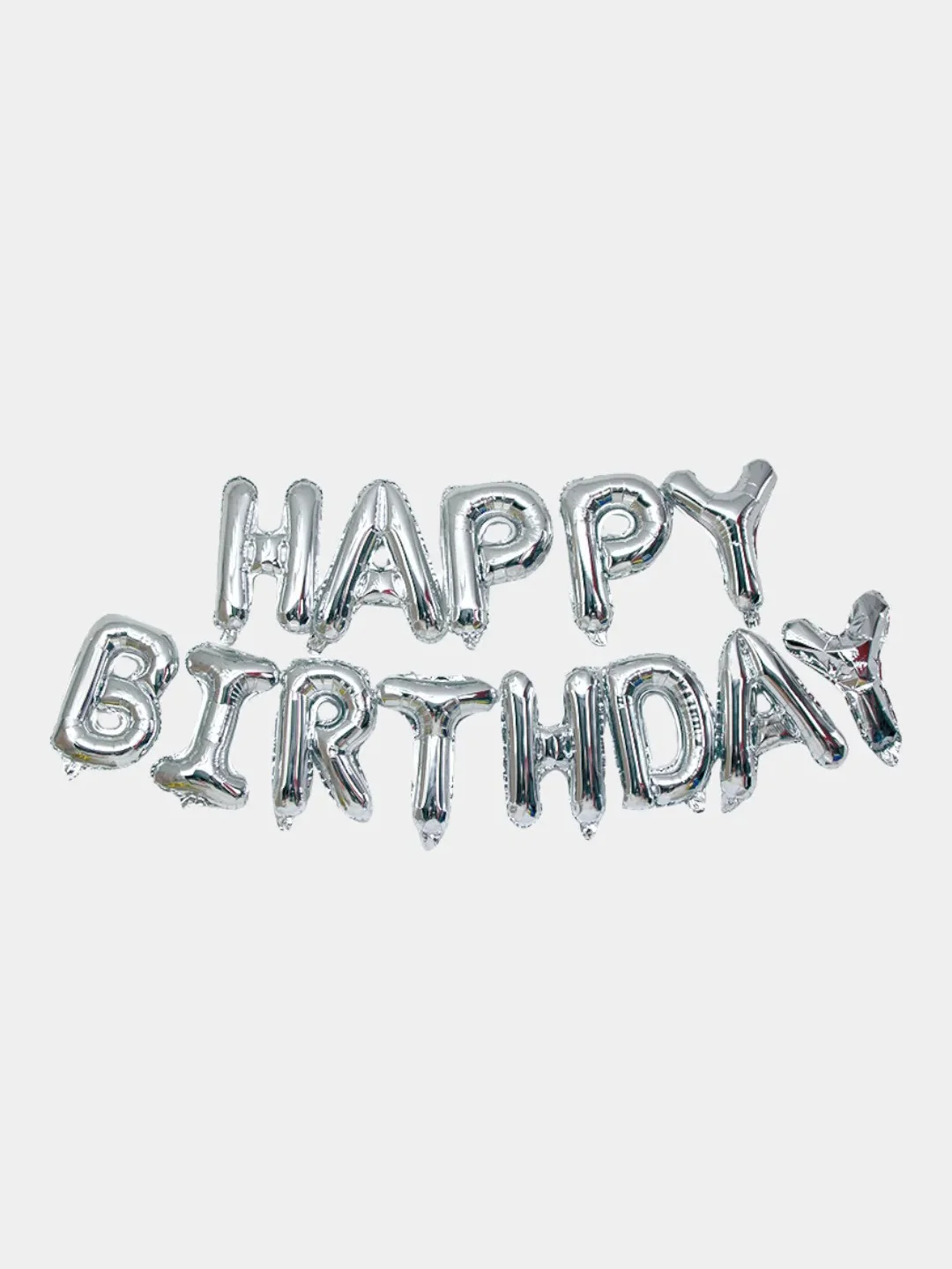 Серебряный набор воздушных шаров "Happy Birthday"