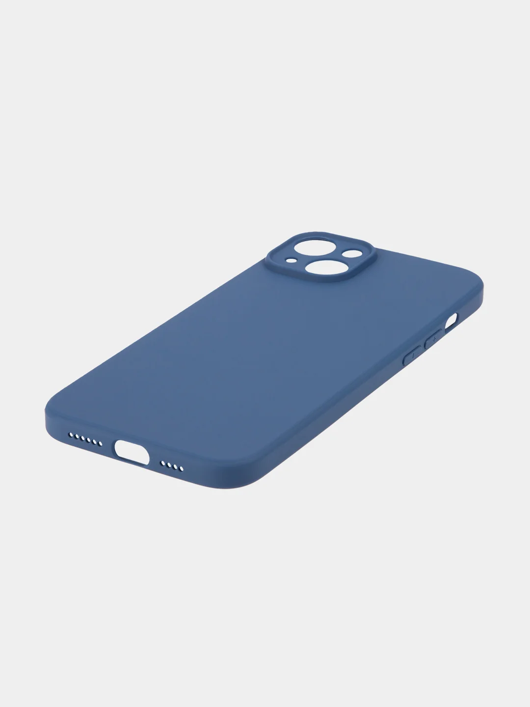 Синий чехол+ стекло для iPhone 15 Plus 15+ силиконовый ROSCO матовый с бортиком- защитой камер
