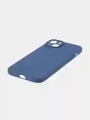 Синий чехол+ стекло для iPhone 15 Plus 15+ силиконовый ROSCO матовый с бортиком- защитой камер