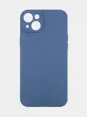 Синий чехол+ стекло для iPhone 15 Plus 15+ силиконовый ROSCO матовый с бортиком- защитой камер
