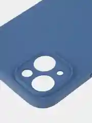Синий чехол+ стекло для iPhone 15 Plus 15+ силиконовый ROSCO матовый с бортиком- защитой камер