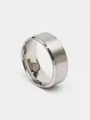 Серебряный кольцо стальное, обручальное, широкое, 8 мм
