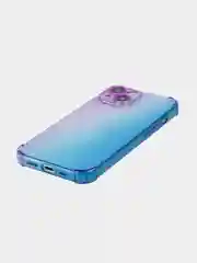 Фиолетовый чехол + стекло для iPhone 15 противоударный силиконовый ROSCO прозрачный, усиленные углы