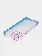 Фиолетовый чехол + стекло для iPhone 15 противоударный силиконовый ROSCO прозрачный, усиленные углы