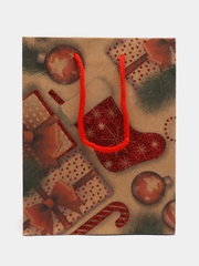 Пакет подарочный новогодний, для подарка Золотая Сказка "Christmas Kraft", глиттер, 608235