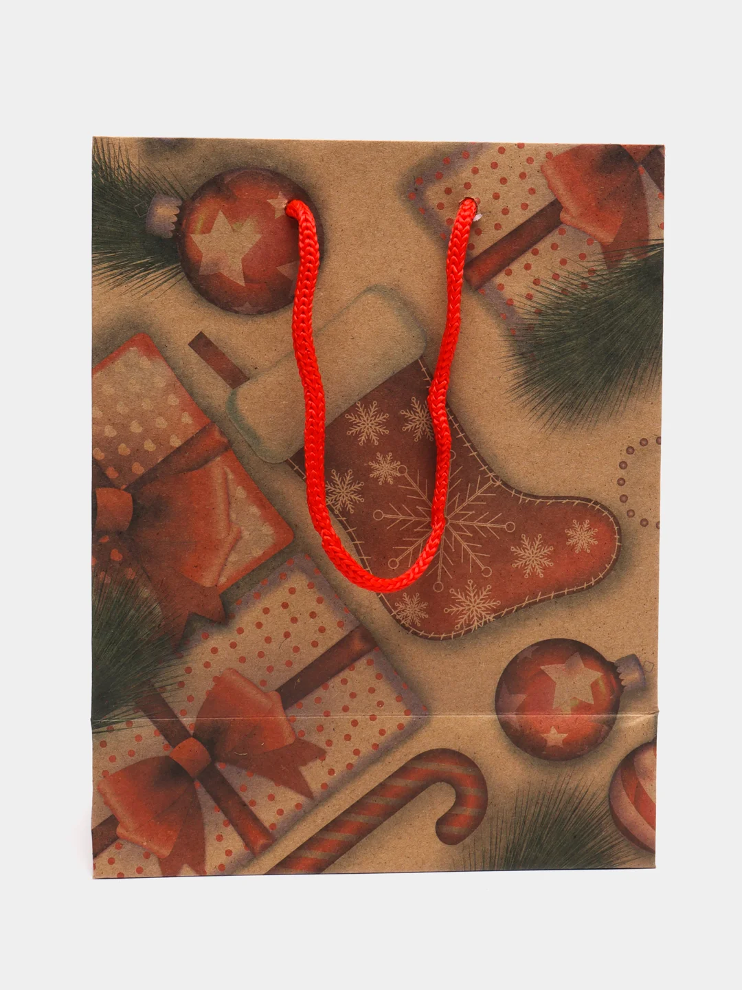 Пакет подарочный новогодний, для подарка Золотая Сказка "Christmas Kraft", глиттер, 608235