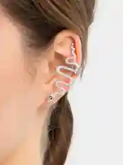 Серебряный серьга-кафф "Змея"