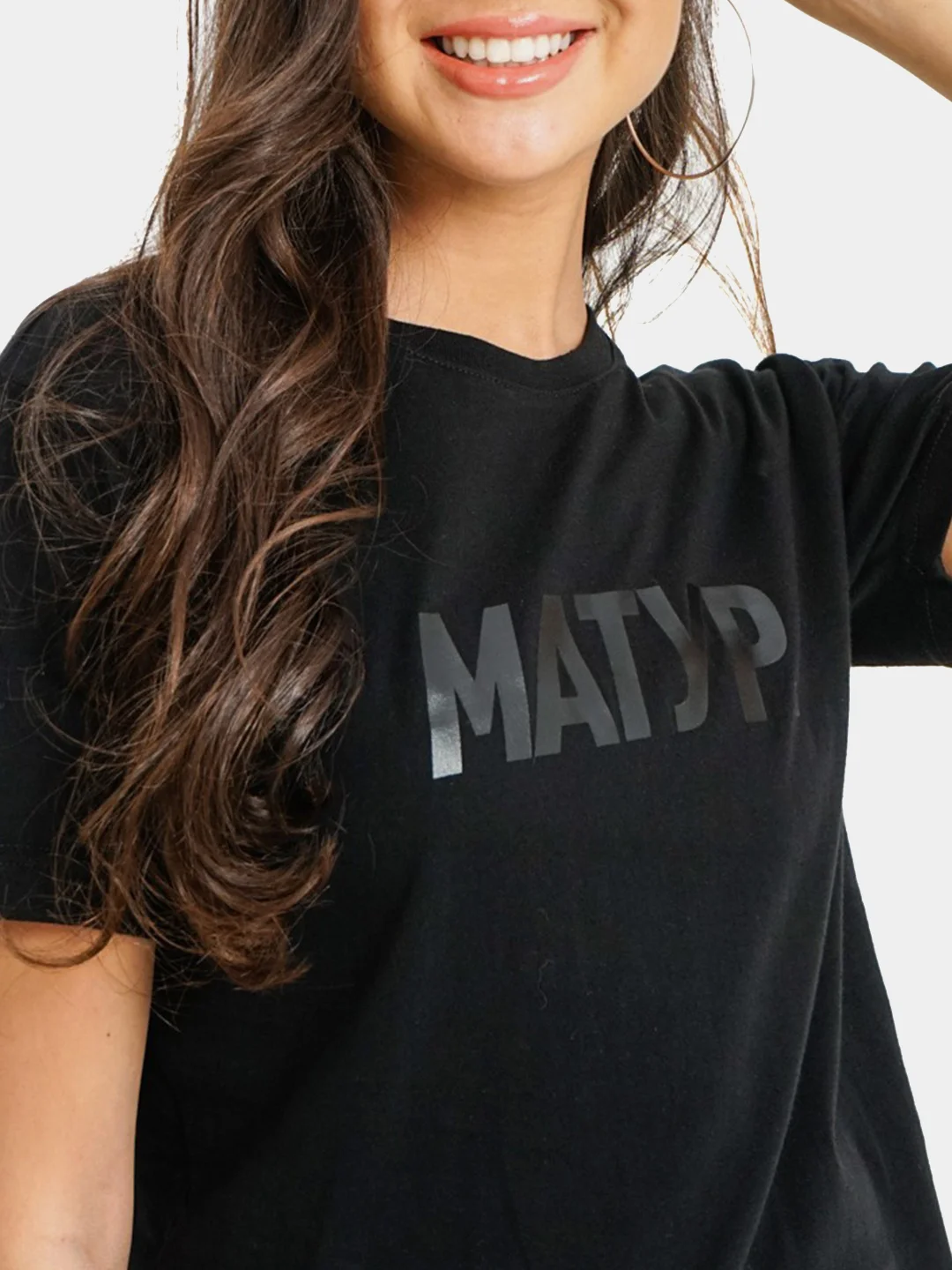 Футболка черная Seletstore с татарским принтом "Матур.", унисекс, подарок на новый год