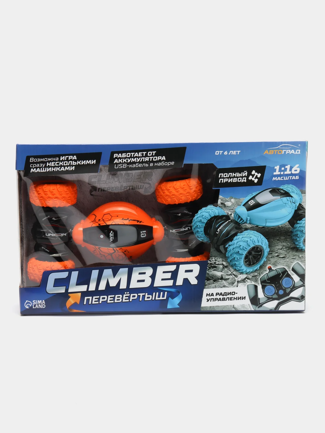 Перевёртыш радиоуправляемый CLIMBER, 1:16, 4WD, работает от аккумулятора, цвет оранжевый