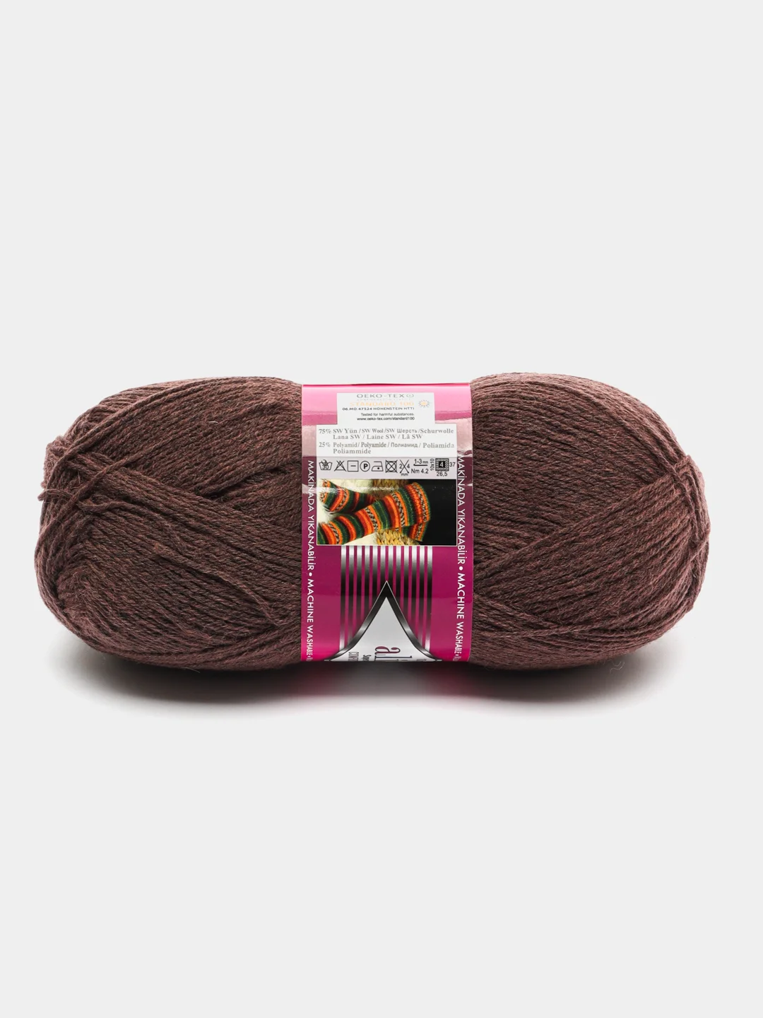 Тёмно-коричневый пряжа носочная Alize Superwash Comfort Socks, 75% шерсть 25% полиамид, 100 г, 420 м