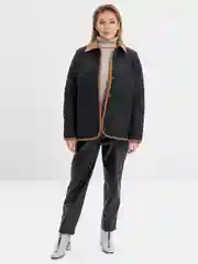 Черный куртка-рубашка oversize стеганная, женская, осенняя