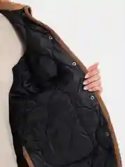 Черный куртка-рубашка oversize стеганная, женская, осенняя