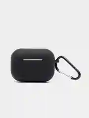 Серый меланж силиконовый чехол для наушников Airpods (Аирподс) 1, 2, 3, Pro, с карабином-держателем