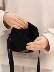 Черный сумка унисекс через плечо, из вельвета
