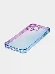 Фиолетовый чехол + стекло для iPhone 15 Pro противоударный силиконовый ROSCO прозрачный с углами