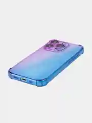 Фиолетовый чехол + стекло для iPhone 15 Pro противоударный силиконовый ROSCO прозрачный с углами