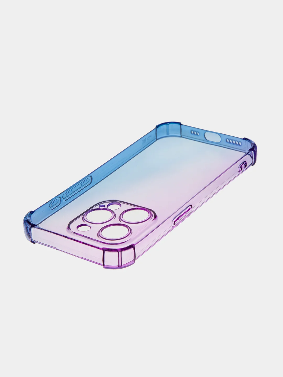 Фиолетовый чехол + стекло для iPhone 15 Pro противоударный силиконовый ROSCO прозрачный с углами