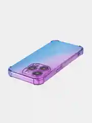 Фиолетовый чехол + стекло для iPhone 15 Pro противоударный силиконовый ROSCO прозрачный с углами
