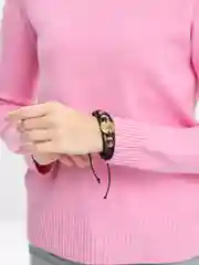 Алый браслет кожаный,Знаки зодиака .Ругулируемый, светящийся
