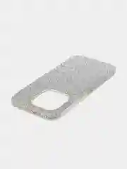 Серебряный чехол на Apple iPhone 15 Pro блестящий ROSCO пластиковый с силиконом стразами кристаллами