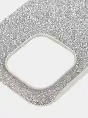Серебряный чехол на Apple iPhone 15 Pro блестящий ROSCO пластиковый с силиконом стразами кристаллами