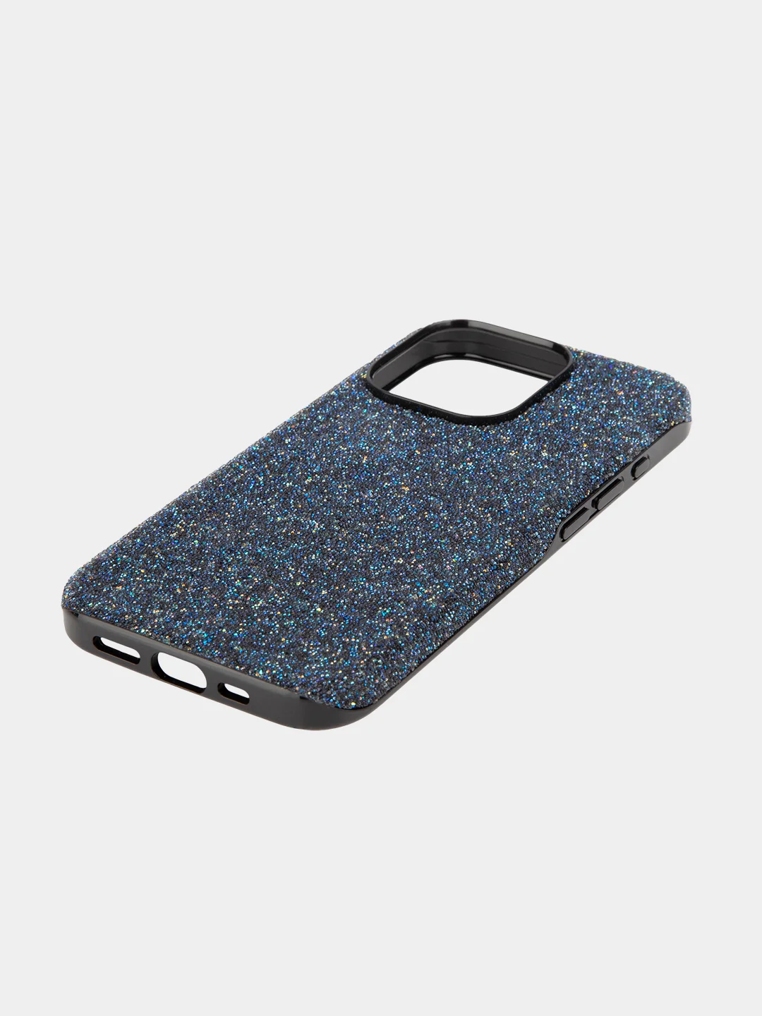 Синий чехол на Apple iPhone 15 Pro блестящий ROSCO пластиковый с силиконом стразами кристаллами