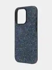 Синий чехол на Apple iPhone 15 Pro блестящий ROSCO пластиковый с силиконом стразами кристаллами