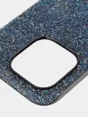 Синий чехол на Apple iPhone 15 Pro блестящий ROSCO пластиковый с силиконом стразами кристаллами