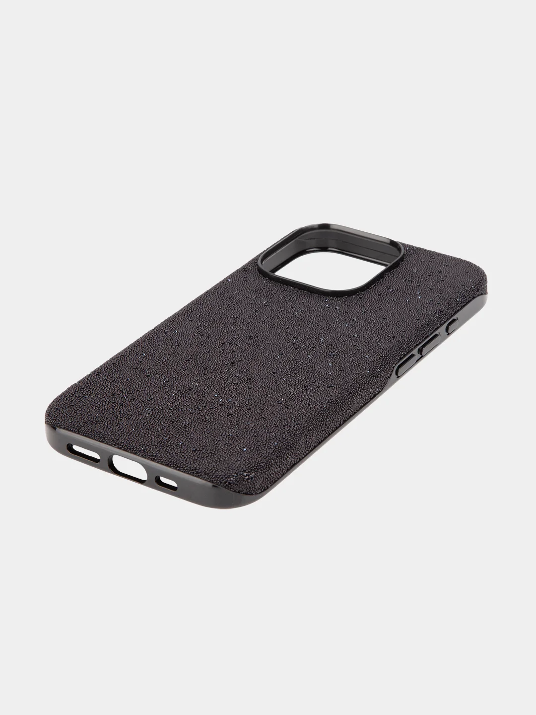 Черный чехол на Apple iPhone 15 Pro блестящий ROSCO пластиковый с силиконом стразами кристаллами