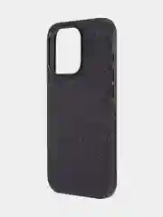 Черный чехол на Apple iPhone 15 Pro блестящий ROSCO пластиковый с силиконом стразами кристаллами