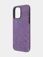 Фиолетовый чехол на Apple iPhone 15 Pro Max блестящий ROSCO пластиковый с силиконом, камнями стразами