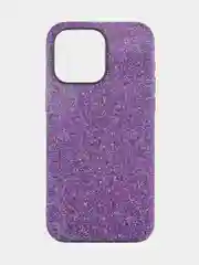Фиолетовый чехол на Apple iPhone 15 Pro Max блестящий ROSCO пластиковый с силиконом, камнями стразами