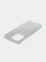 Серебряный чехол на Apple iPhone 15 Pro Max блестящий ROSCO пластиковый с силиконом, камнями стразами