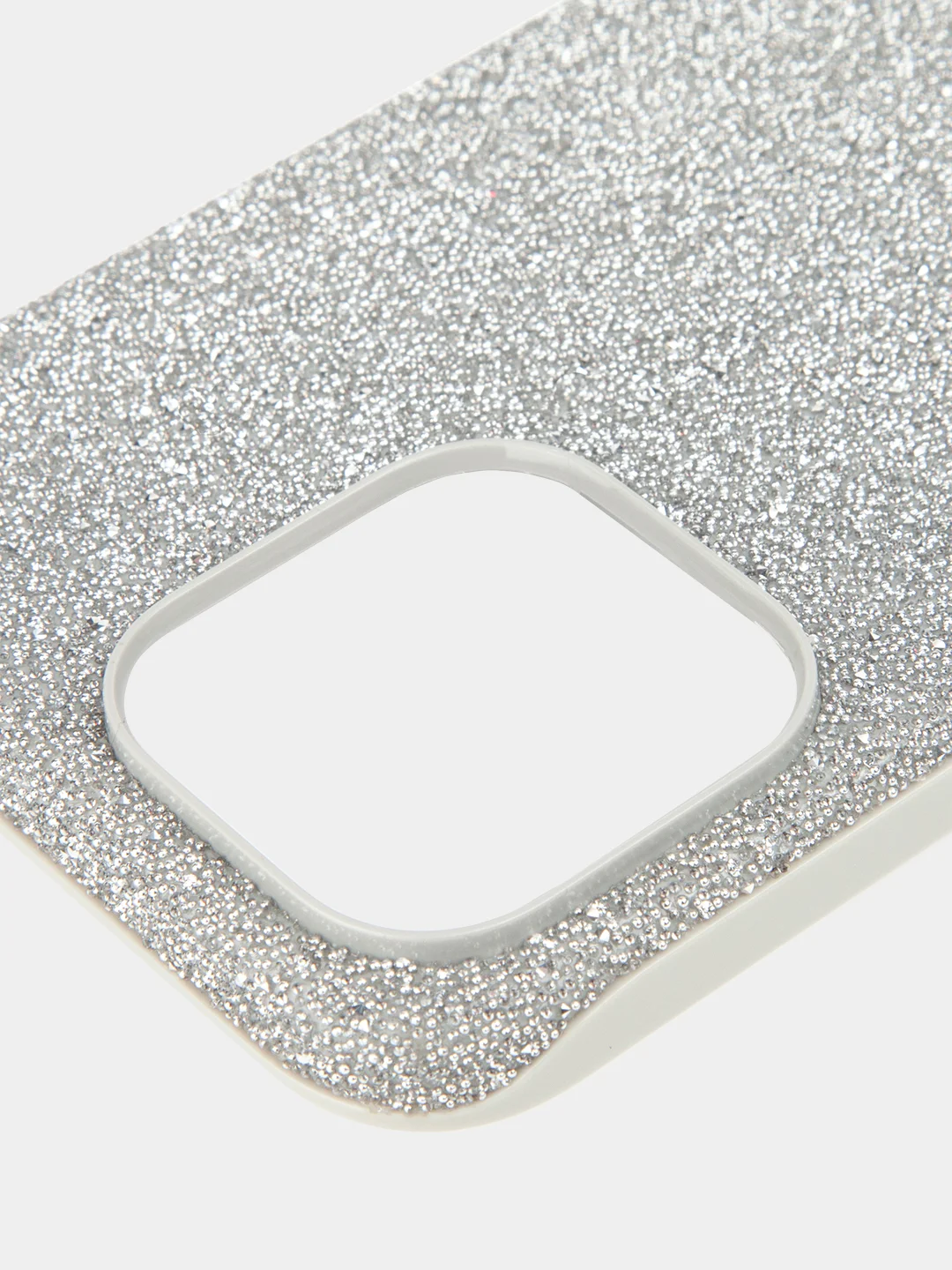 Серебряный чехол на Apple iPhone 15 Pro Max блестящий ROSCO пластиковый с силиконом, камнями стразами