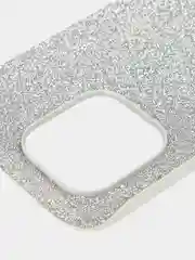 Серебряный чехол на Apple iPhone 15 Pro Max блестящий ROSCO пластиковый с силиконом, камнями стразами