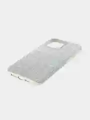 Серебряный чехол на Apple iPhone 15 Pro Max блестящий ROSCO пластиковый с силиконом, камнями стразами