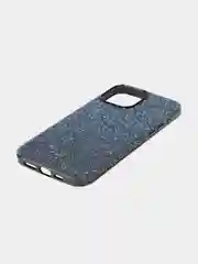Синий чехол на Apple iPhone 15 Pro Max блестящий ROSCO пластиковый с силиконом, камнями стразами