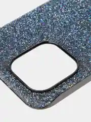 Синий чехол на Apple iPhone 15 Pro Max блестящий ROSCO пластиковый с силиконом, камнями стразами
