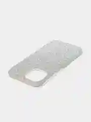 Серебряный чехол на Apple iPhone 15 блестящий ROSCO пластиковый с силиконом, стразами, кристаллами