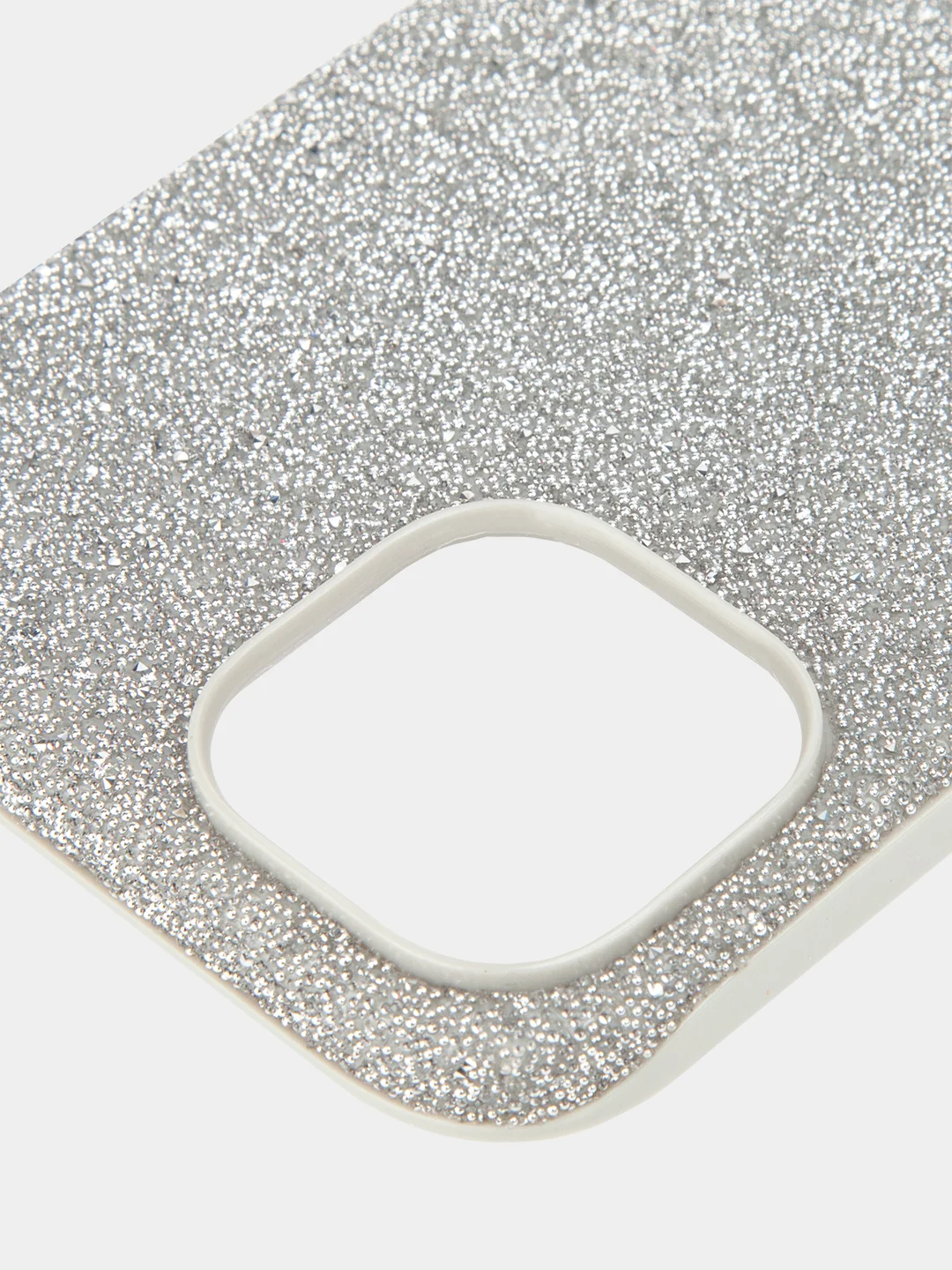 Серебряный чехол на Apple iPhone 15 блестящий ROSCO пластиковый с силиконом, стразами, кристаллами