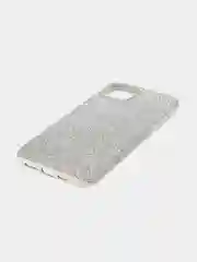 Серебряный чехол на Apple iPhone 15 Plus блестящий ROSCO пластиковый с силиконом стразами кристаллами
